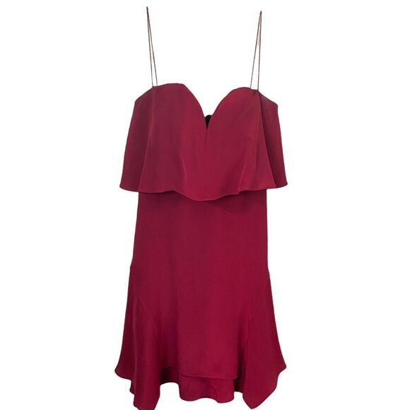 Kobi Halperin Trina Sweetheart Tiered Silk Red Cocktail Dress Size 4 - Picture 3 of 13